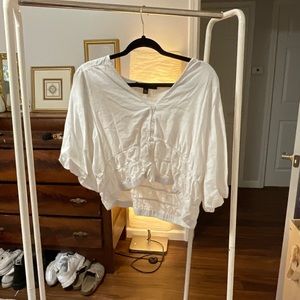 Puff Sleeve Cropped Blouse-XL